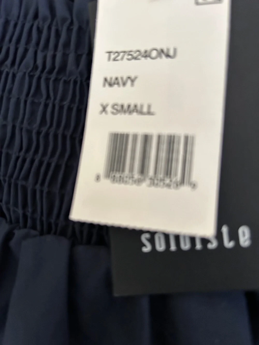 Aritzia Off-Shoulder Smocked Navy Blue Top - Picture 7 of 7